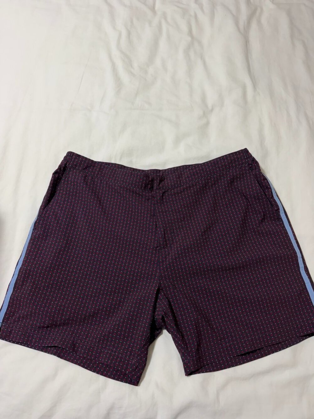 Fair Harbor Men’s Swim Trunks Size 36 Navy Red Geometric Board Shorts
